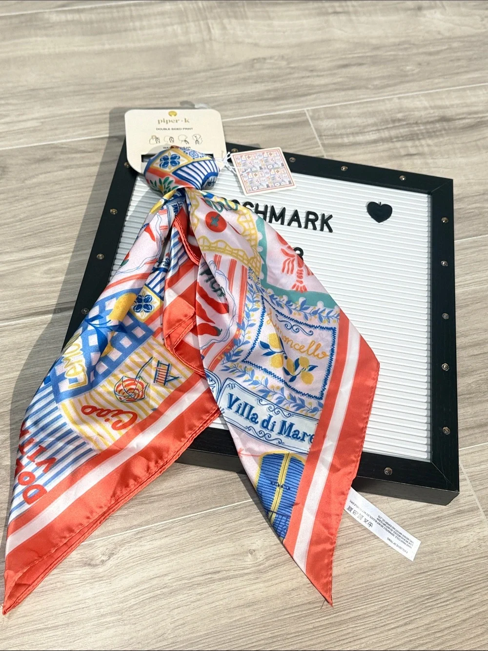 Piper k Multi-Color Villa di Mare Printed Scarf